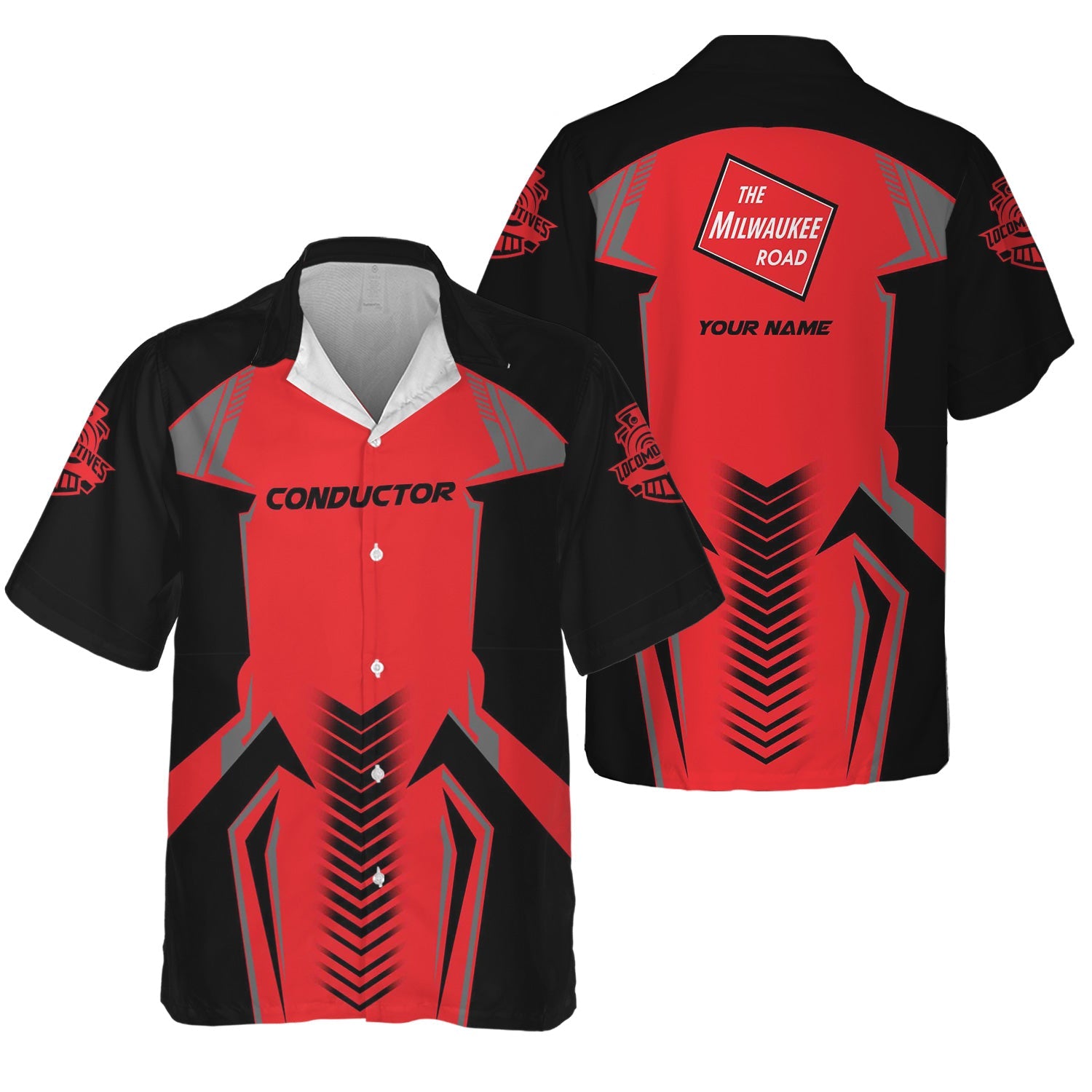 Railspirit Personalized Chicago, Milwaukee, St. Paul and Pacific Railroad Hawaiian Shirt Standout Style Custom Position Milwaukee Road Train Shirt