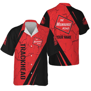 Railspirit Personalized Chicago, Milwaukee, St. Paul and Pacific Railroad Hawaiian Shirt Crackle Texture Style Milwaukee Road Shirt For Trackhead