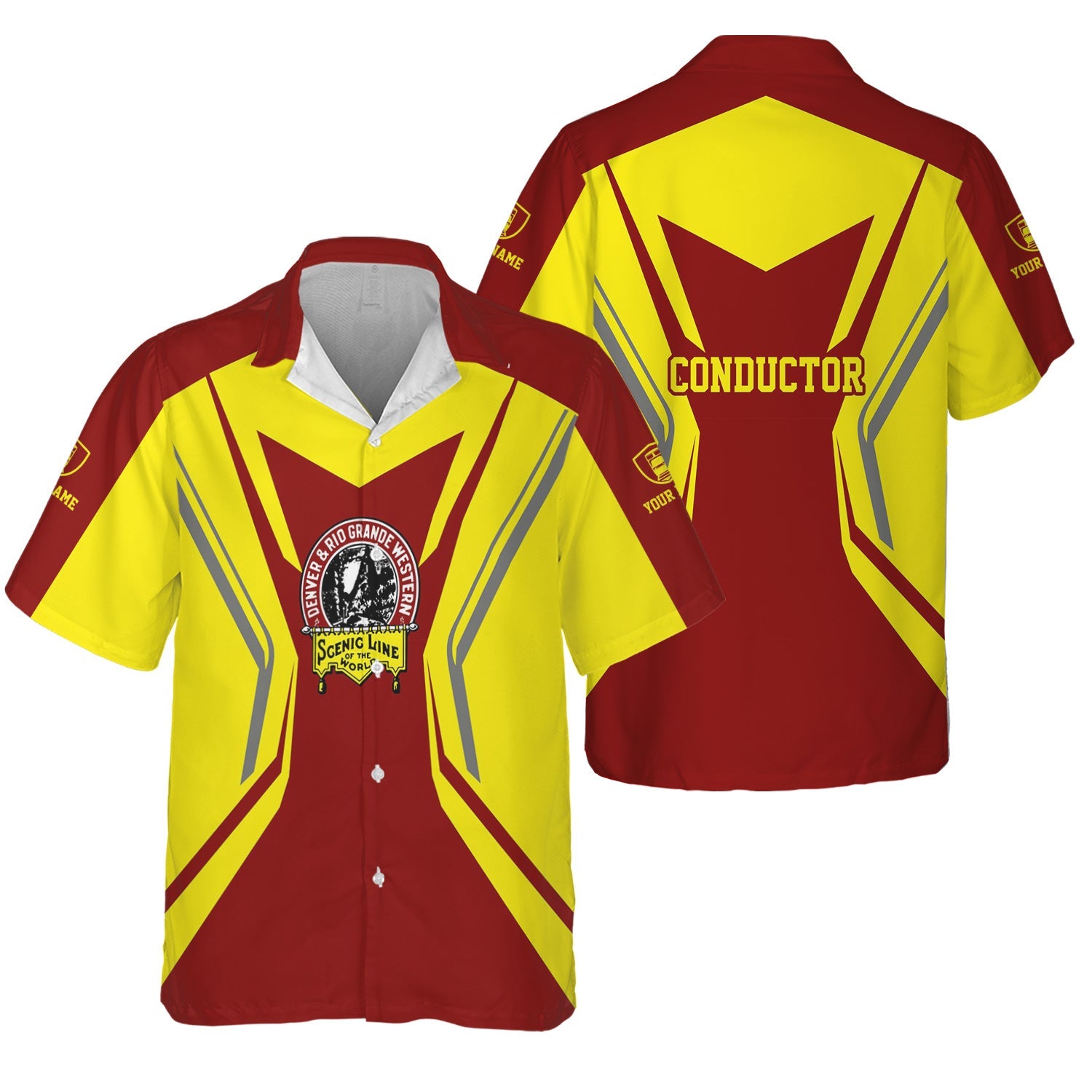 Railspirit Personalized Denver and Rio Grande Western Railroad Hawaiian Shirt Unique Style with Custom Job Train Shirt