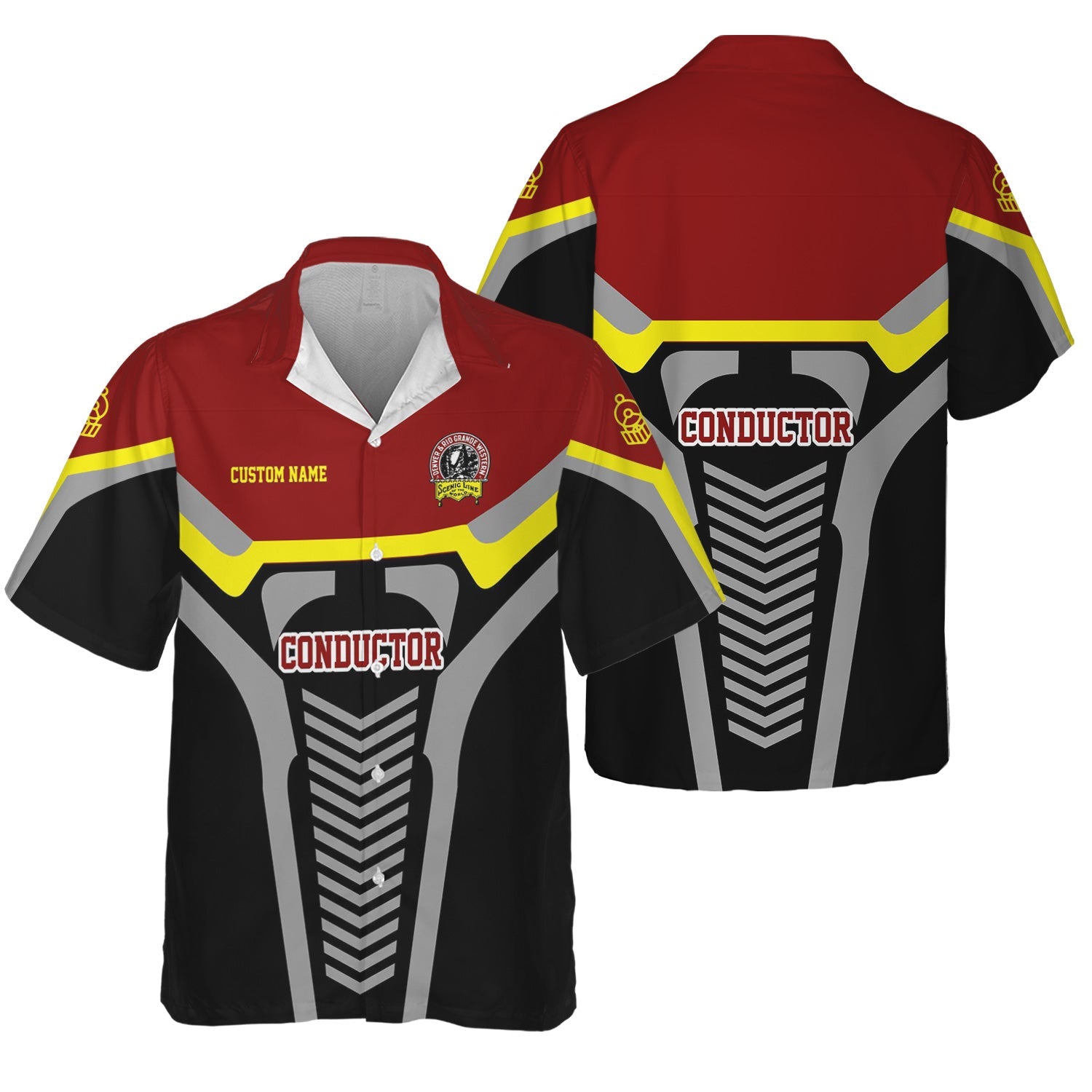 Railspirit Personalized Denver and Rio Grande Western Railroad Hawaiian Shirt Track-Inspired with Custom Job Position Train Shirt