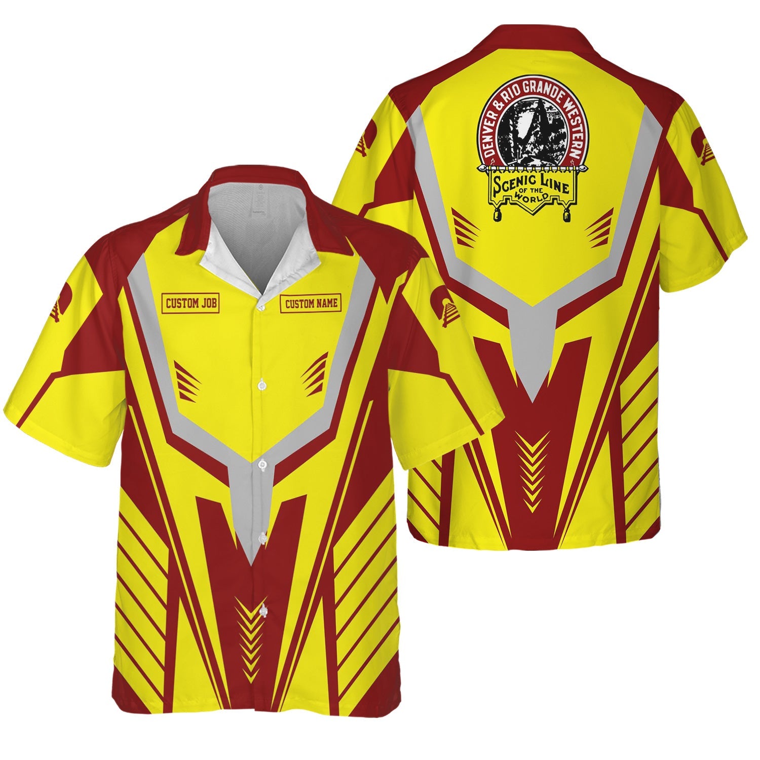 Railspirit Personalized Denver and Rio Grande Western Railroad Hawaiian Shirt Workwear-Inspired with Custom Position Train Shirt