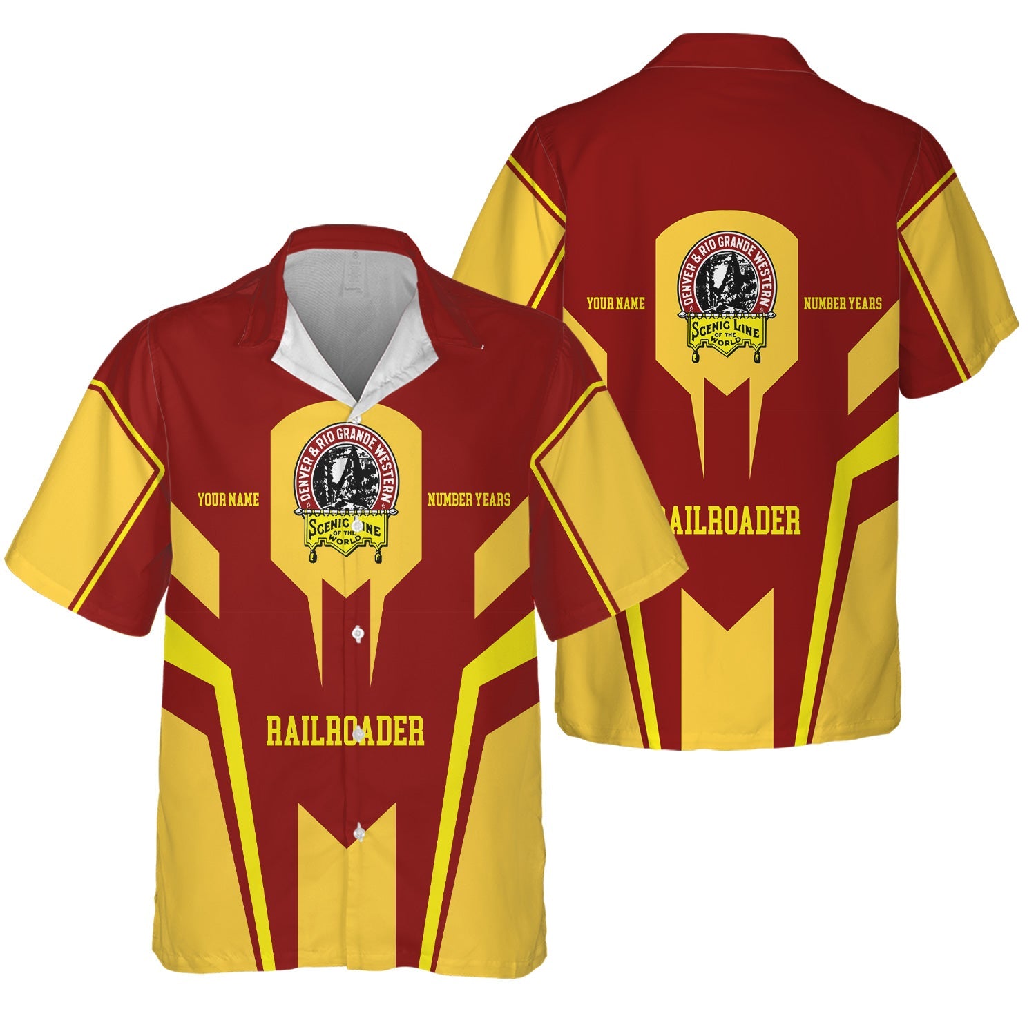 Railspirit Personalized Denver and Rio Grande Western Railroad Hawaiian Shirt Custom Year Railroader Shirt Gift Idea For Train Lover