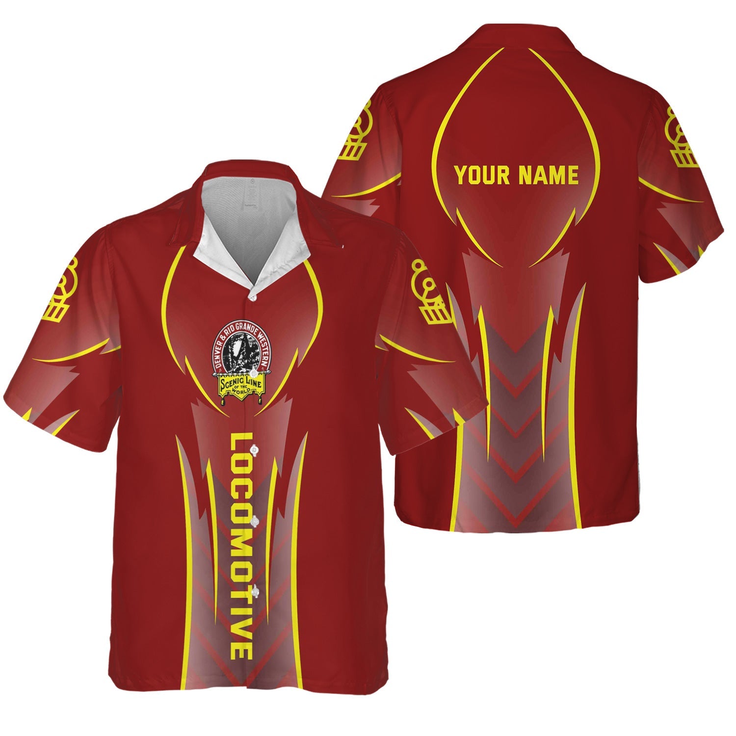 Railspirit Personalized Denver and Rio Grande Western Railroad Hawaiian Shirt Striking Line Style Train Shirt For Locomotive Lovers