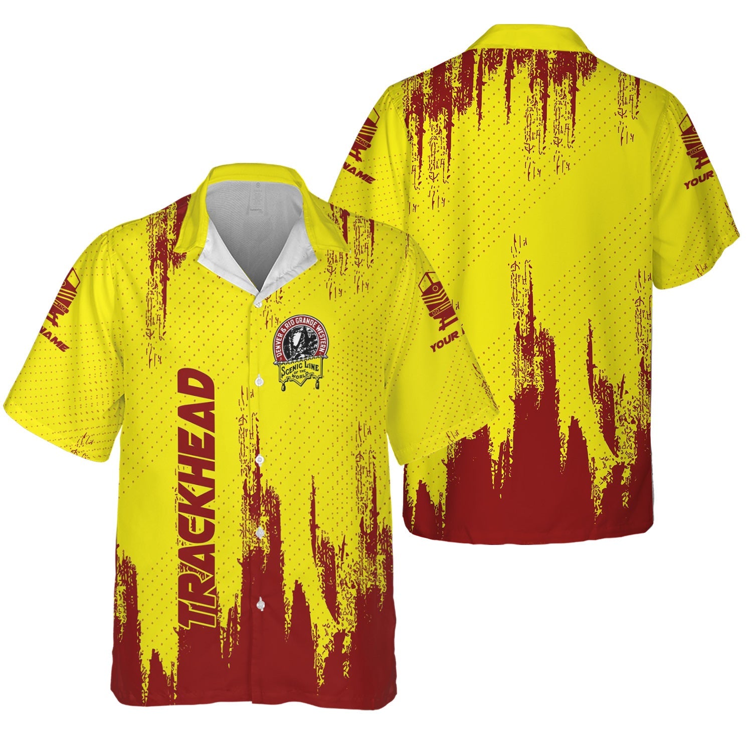 Railspirit Personalized Denver and Rio Grande Western Railroad Hawaiian Shirt Paint Impact Design Train Shirt for Trackhead