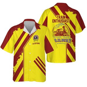 Railspirit Personalized Denver and Rio Grande Western Railroad Hawaiian Shirt Locomotive Design Train Shirt for Train Enthusiast