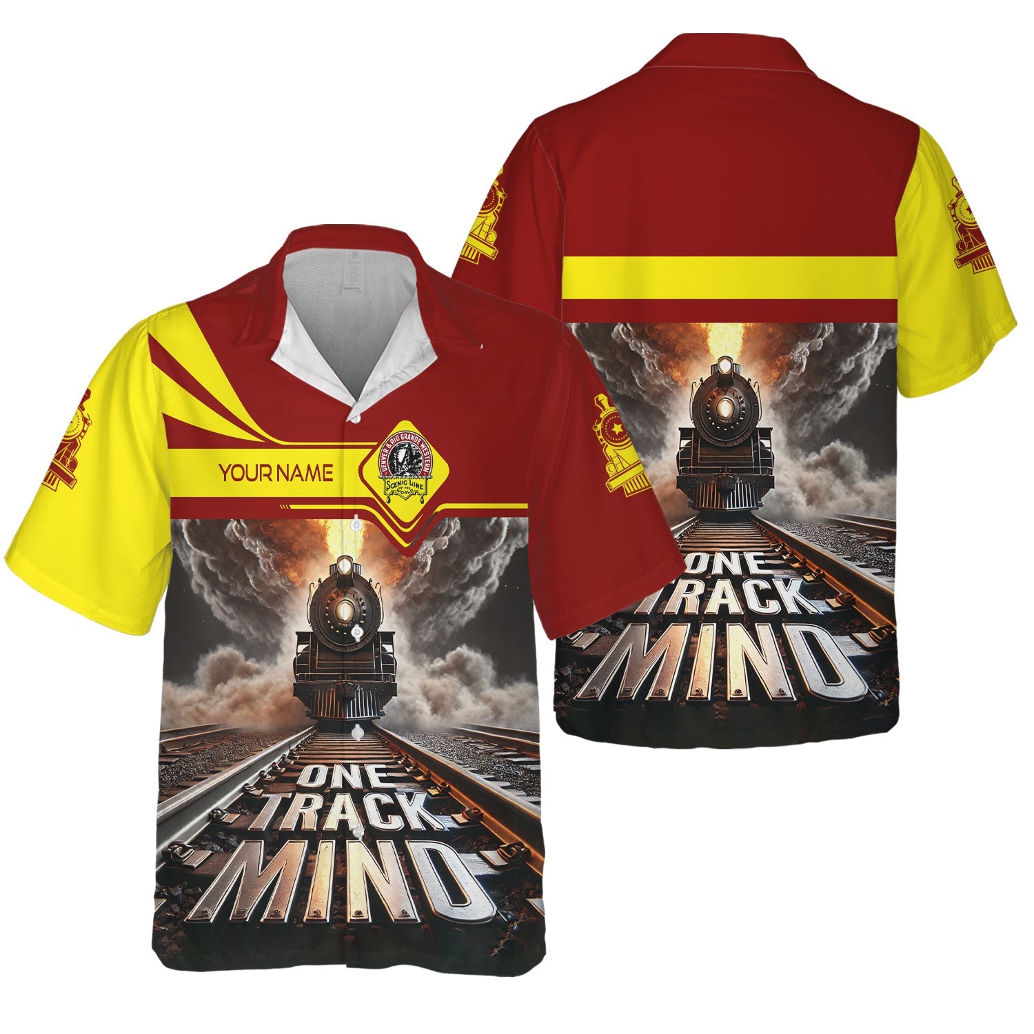Railspirit Personalized Denver and Rio Grande Western Railroad Hawaiian Shirt One Track Mind Train Printed Shirt