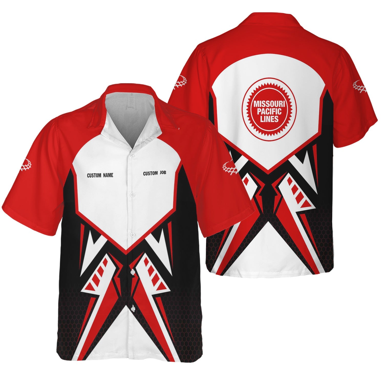 Railspirit Personalized Missouri Pacific Railroad Hawaiian Shirt Vibriant Style with Custom Position Train Shirt