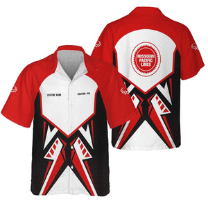 Railspirit Personalized Missouri Pacific Railroad Hawaiian Shirt Vibriant Style with Custom Position Train Shirt