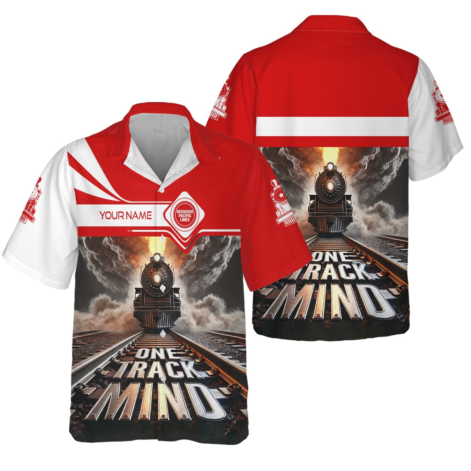 Railspirit Personalized Missouri Pacific Railroad Hawaiian Shirt One Track Mind Train Printed Shirt