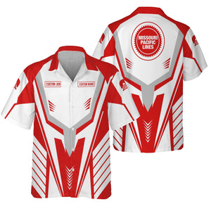 Railspirit Personalized Missouri Pacific Railroad Hawaiian Shirt Workwear-Inspired with Custom Position Train Shirt