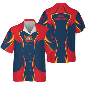 Railspirit Personalized Wabash Railroad Hawaiian Shirt Distinctive Flame Style Shirt For Steam Engine Addict