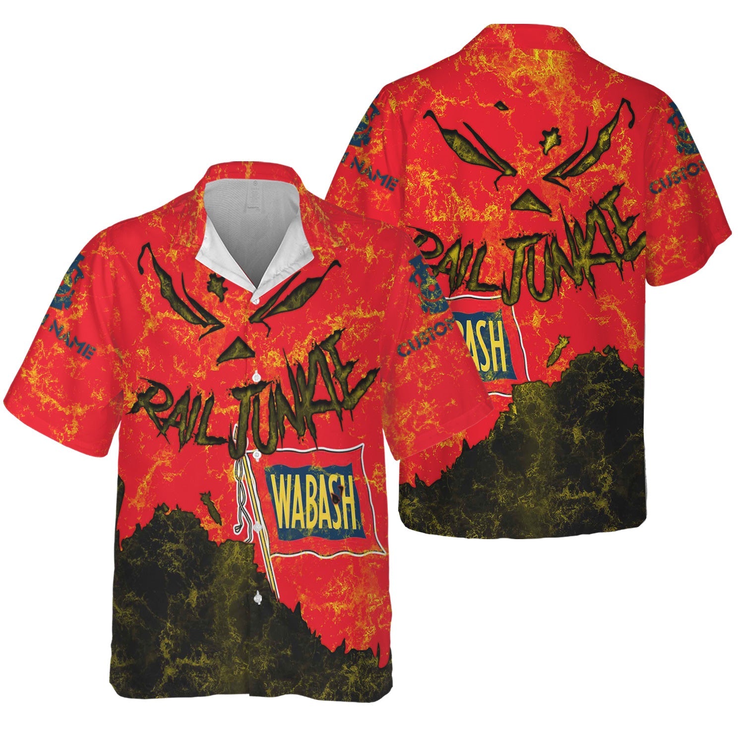 Railspirit Personalized Wabash Railroad Hawaiian Shirt Torn Graphic Style Train Shirt For Rail Junkie