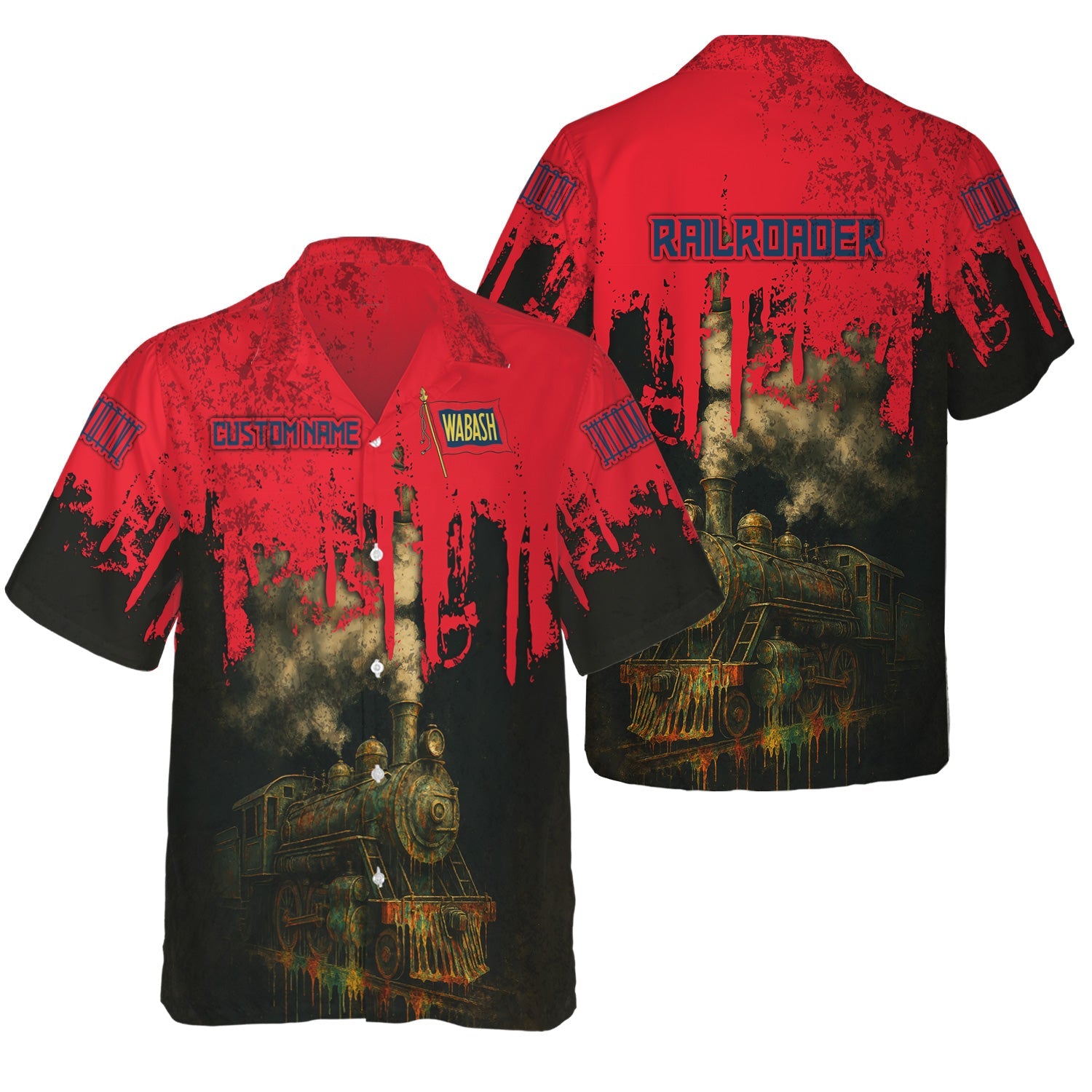 Railspirit Personalized Wabash Railroad Hawaiian Shirt Vintage Train Art Style Shirt For Locomotive Fans