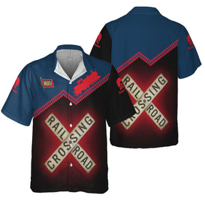 Railspirit Personalized Wabash Railroad Hawaiian Shirt Railroad Crossing Printed Train Track Shirt