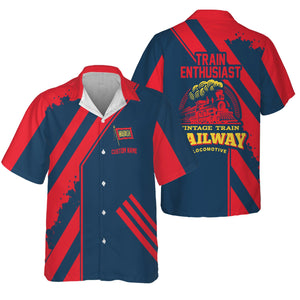 Railspirit Personalized Wabash Railroad Hawaiian Shirt Locomotive Design Train Shirt for Train Enthusiast
