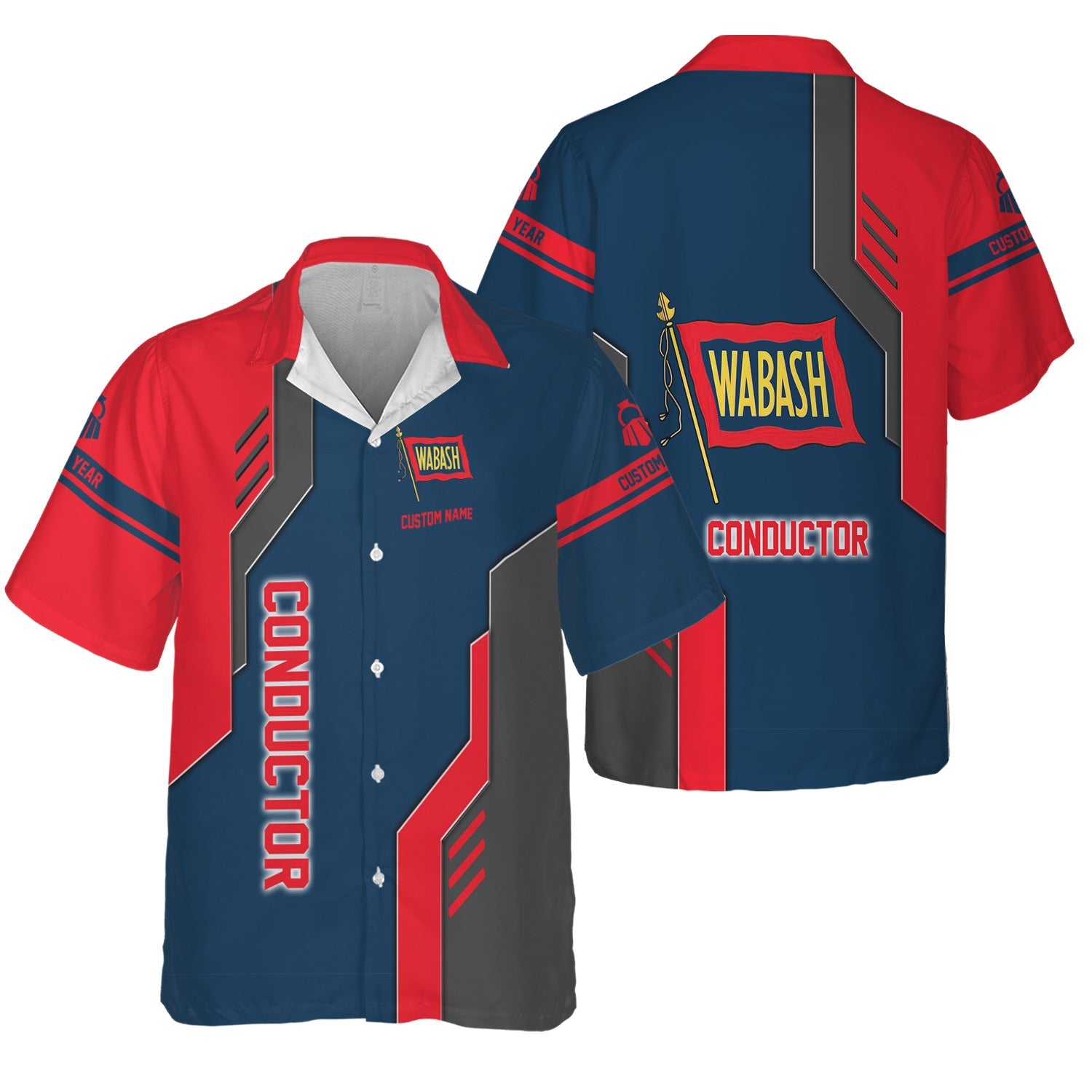 Railspirit Personalized Wabash Railroad Hawaiian Shirt Unique Railway Style with Custom Job Train Shirt