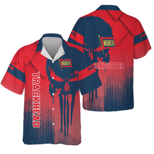 Railspirit Personalized Wabash Railroad Hawaiian Shirt Skull Design with Custom Job Train Shirt for Trackhead Crew