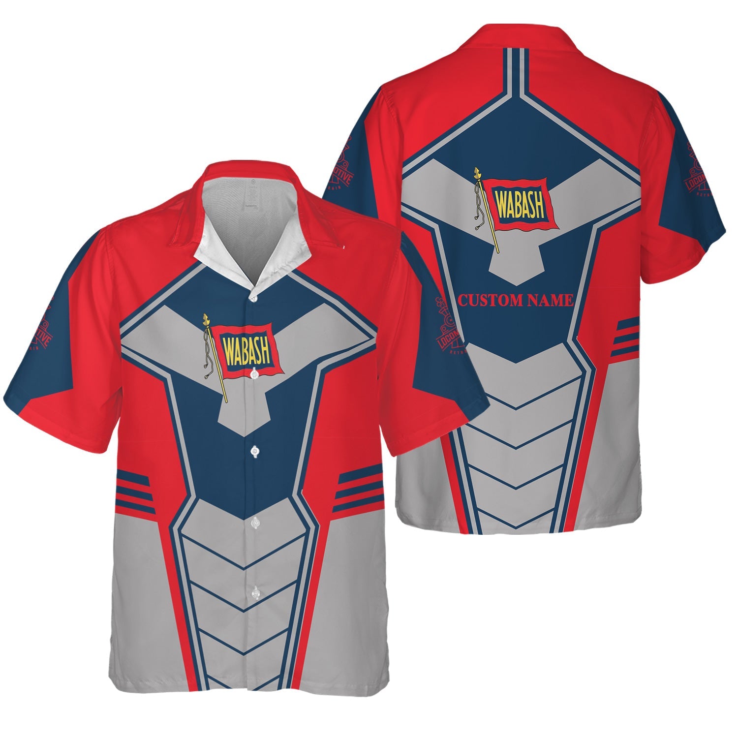 Railspirit Personalized Wabash Railroad Hawaiian Shirt Engine-Inspired Style Train Shirt for Railroad Fanatic
