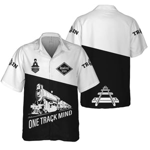 Railspirit Personalized Reading Railroad Hawaiian Shirt One Track Mind Unisex Train Shirt Gift Idea For Train Lover