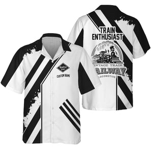 Railspirit Personalized Reading Railroad Hawaiian Shirt Locomotive Design Train Shirt for Train Enthusiast