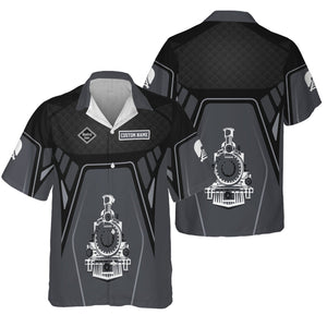 Railspirit Personalized Reading Railroad Hawaiian Shirt Steam Locomotive Engine Graphic Train Shirt All Over Print