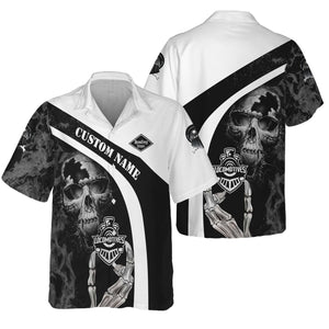 Railspirit Personalized Reading Railroad Hawaiian Shirt Flame Skull Design Train Shirt for Locomotive Fans