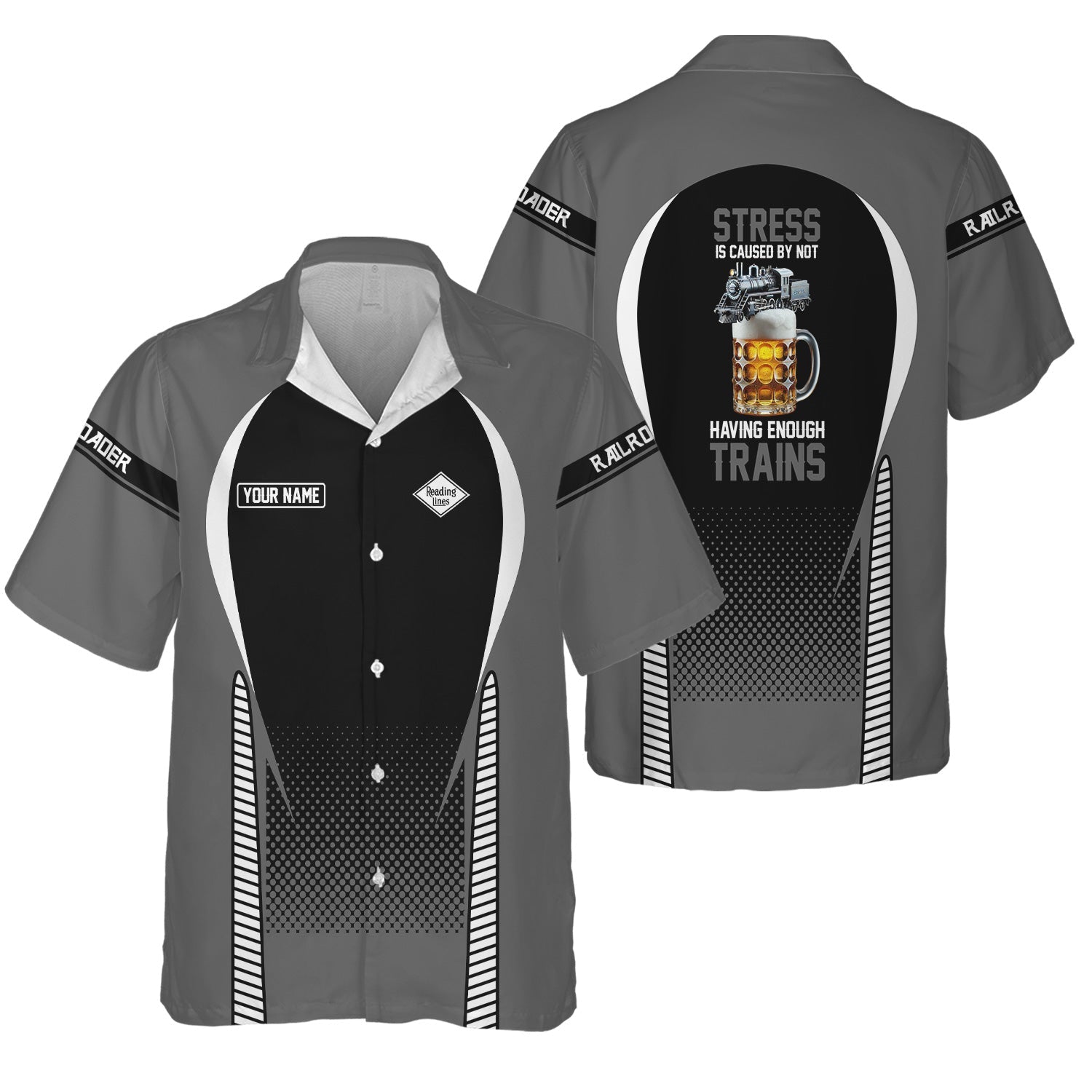 Railspirit  Personalized  Reading Railroad Hawaiian Shirt  Stress Is Caused By Not Having Enough Trains  Shirt All Over Print