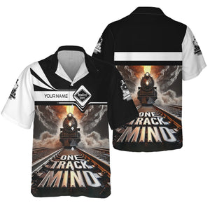 Railspirit Personalized Reading Railroad Hawaiian Shirt One Track Mind Train Printed Shirt