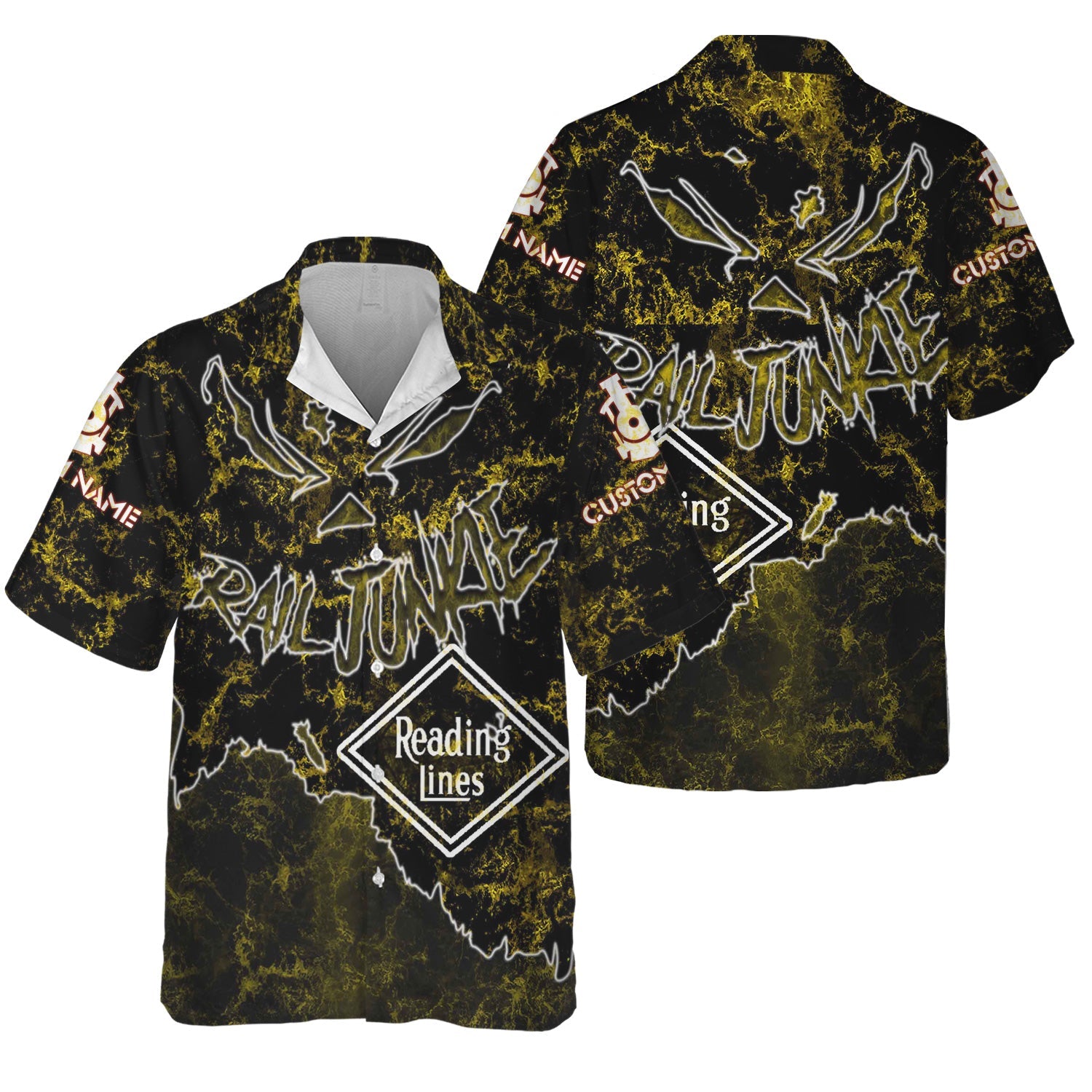 Railspirit Personalized Reading Railroad Hawaiian Shirt Torn Graphic Style Train Shirt For Rail Junkie