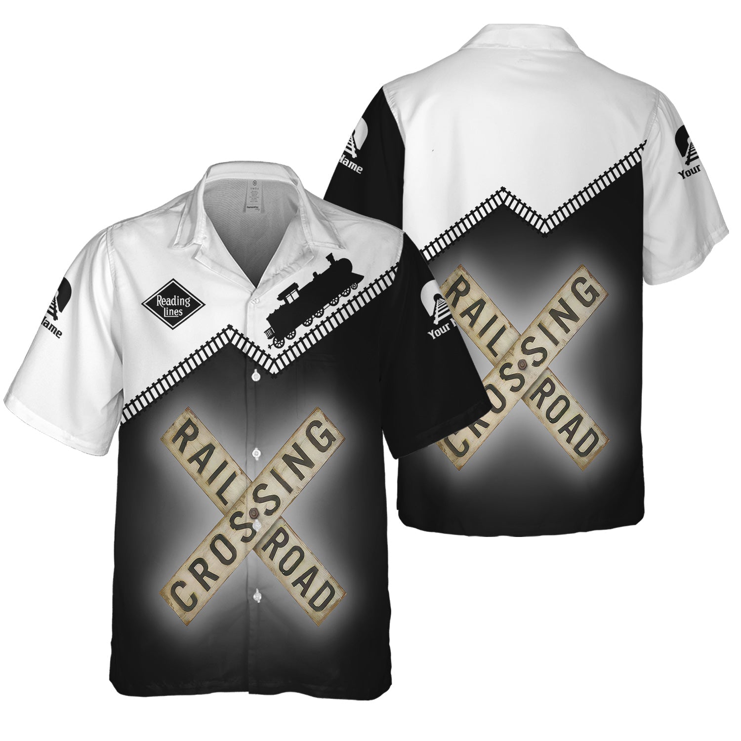 Railspirit Personalized Reading Railroad Hawaiian Shirt Railroad Crossing Printed Train Track Shirt