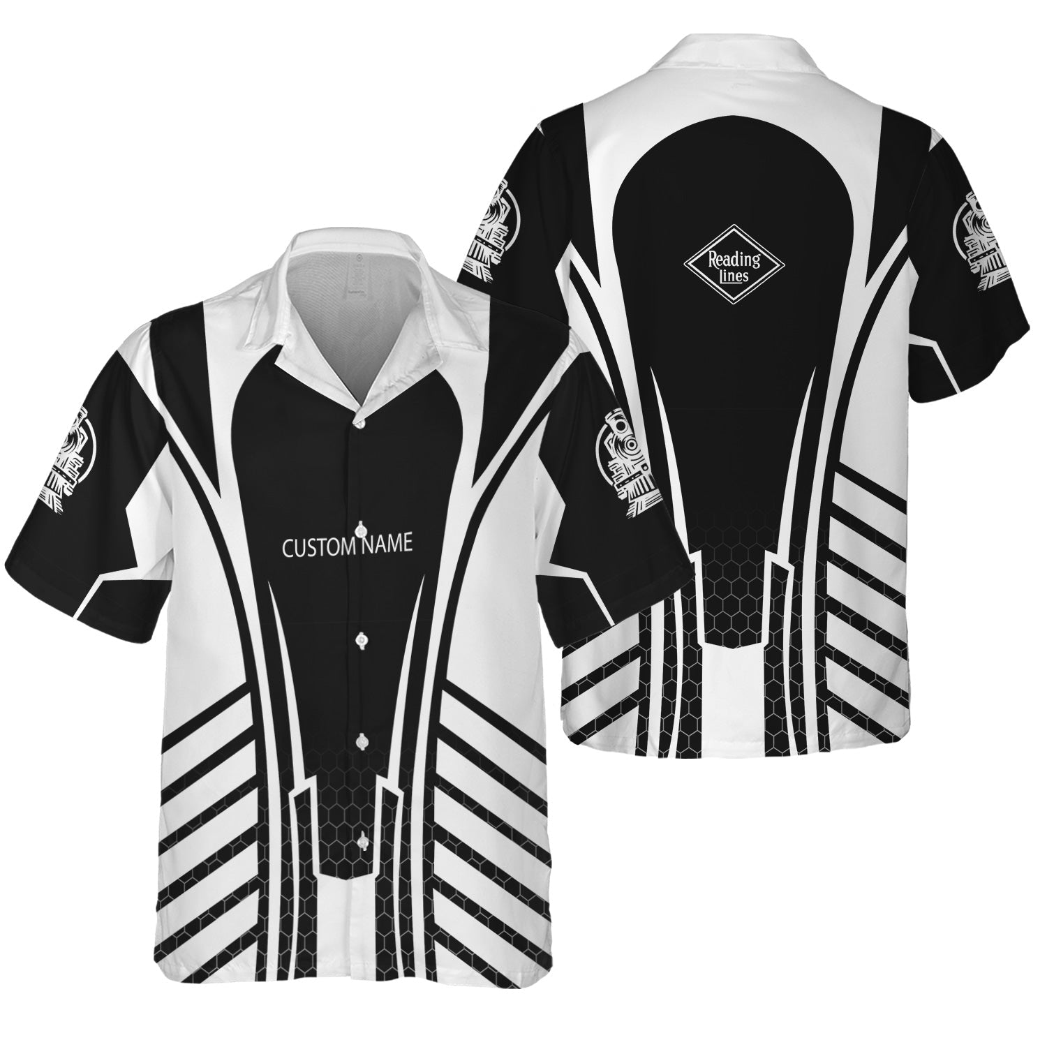 Railspirit Personalized Reading Railroad Hawaiian Shirt Striped Railroad Style Train Shirt All Over Print