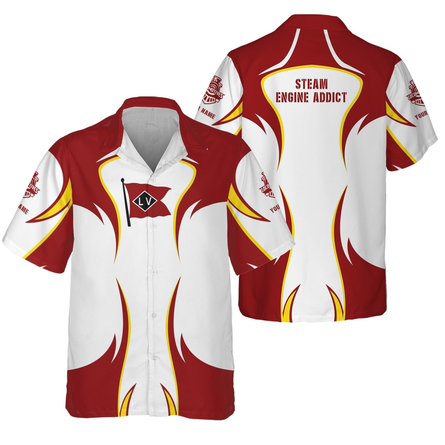 Railspirit Personalized Lehigh Valley Railroad Hawaiian Shirt Distinctive Flame Style Shirt For Steam Engine Addict
