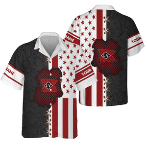 Railspirit Personalized Lehigh Valley Railroad Hawaiian Shirt American Flag with Crack Effect Train Shirt