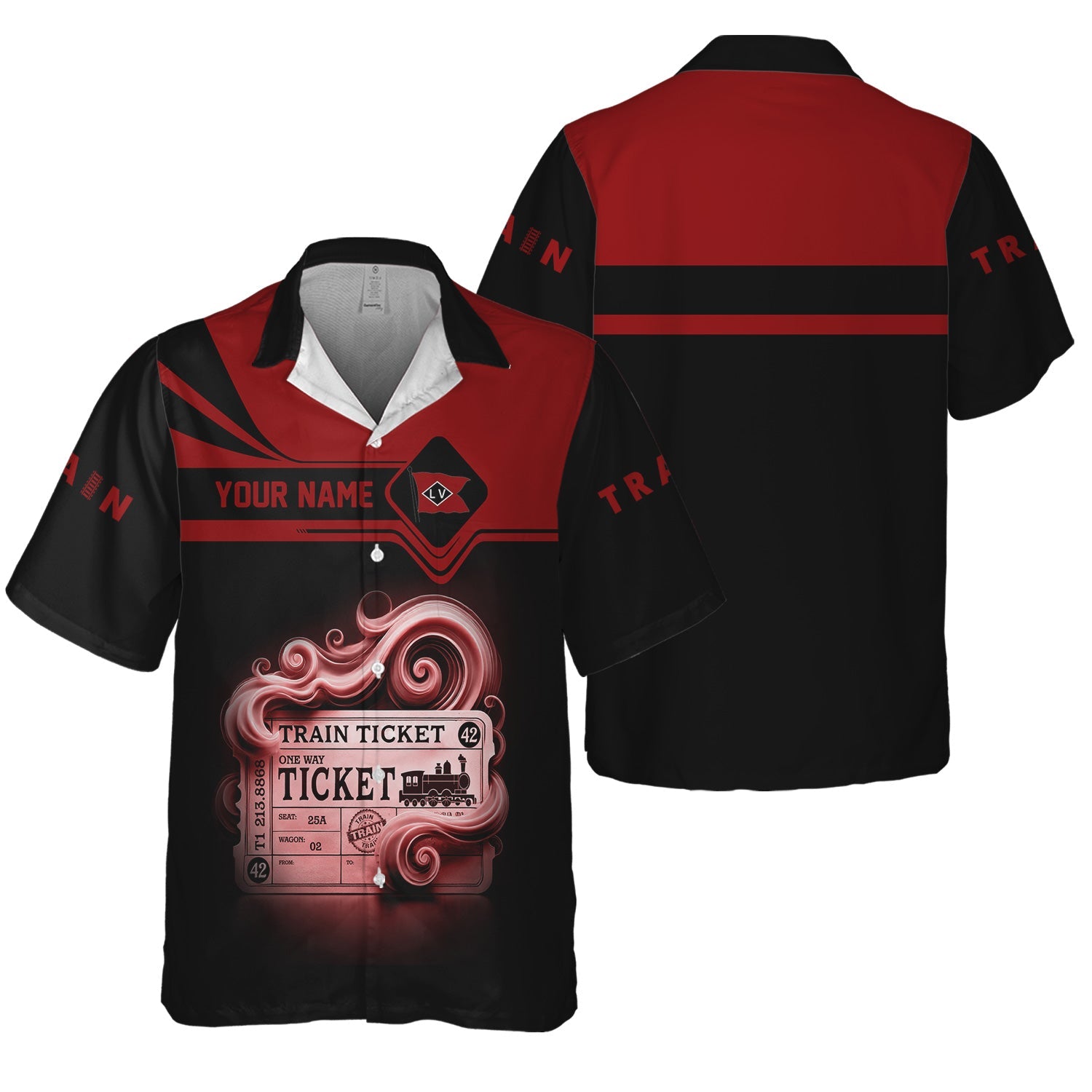 Railspirit Personalized Lehigh Valley Railroad Hawaiian Shirt Train Ticket  American Locomotive Printed Train