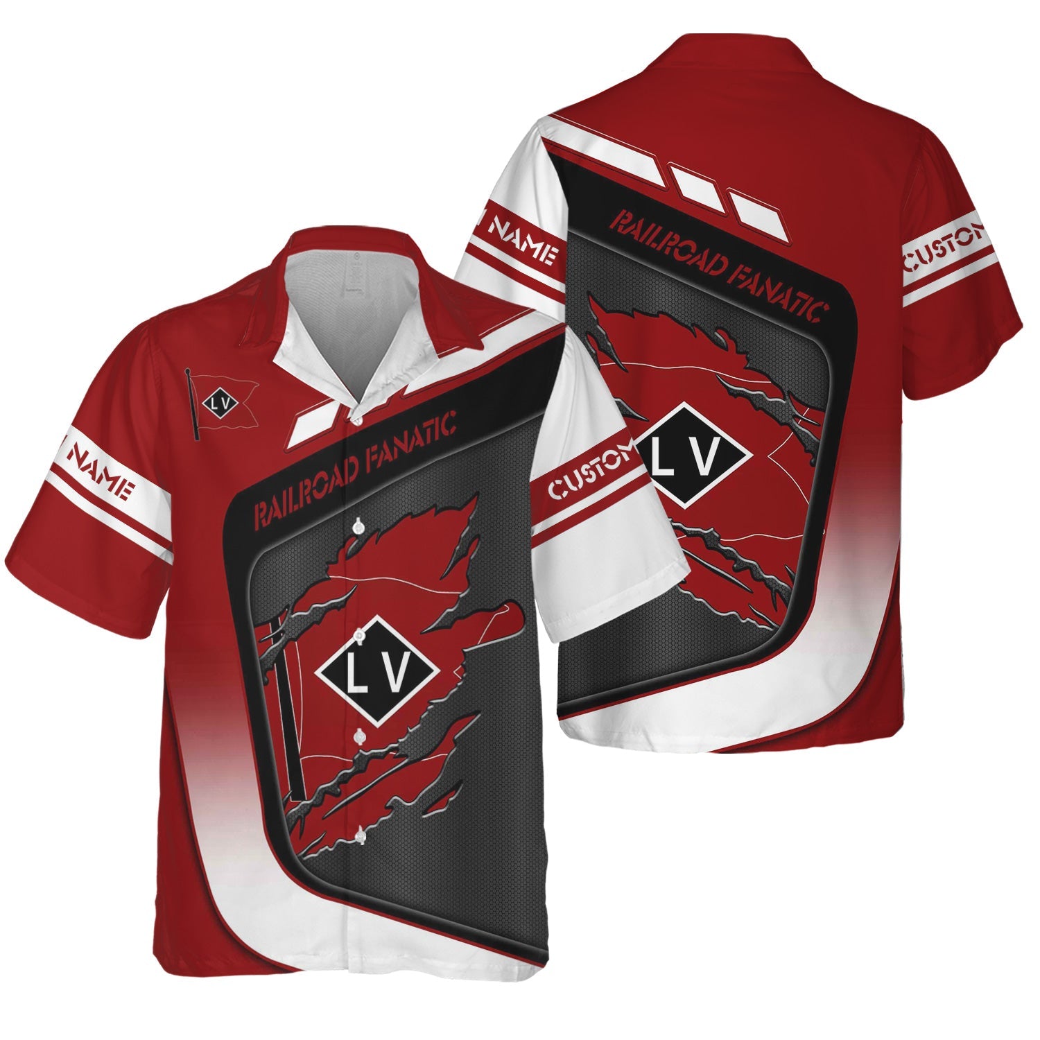 Railspirit Personalized Lehigh Valley Railroad Hawaiian Shirt Ripped Texture Style Train Shirt For Railroad Fanatic