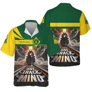 Railspirit Personalized Maine Central Railroad Hawaiian Shirt One Track Mind Train Printed Shirt