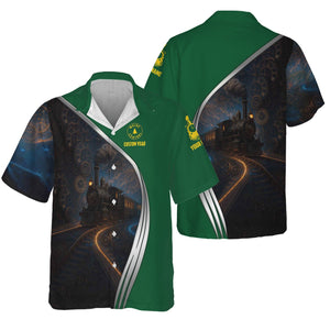 Railspirit Personalized Maine Central Railroad Hawaiian Shirt Steampunk Locomotive with Custom Year Train Shirt