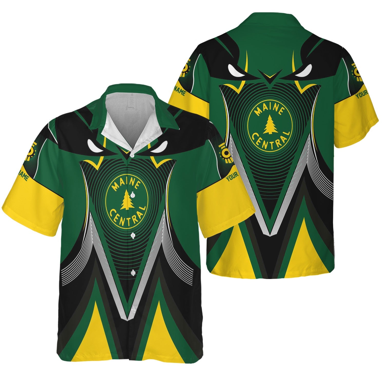 Railspirit Personalized Maine Central Railroad Hawaiian Shirt Vibrant Graphic Pattern Shirt For Train Enthusiasts