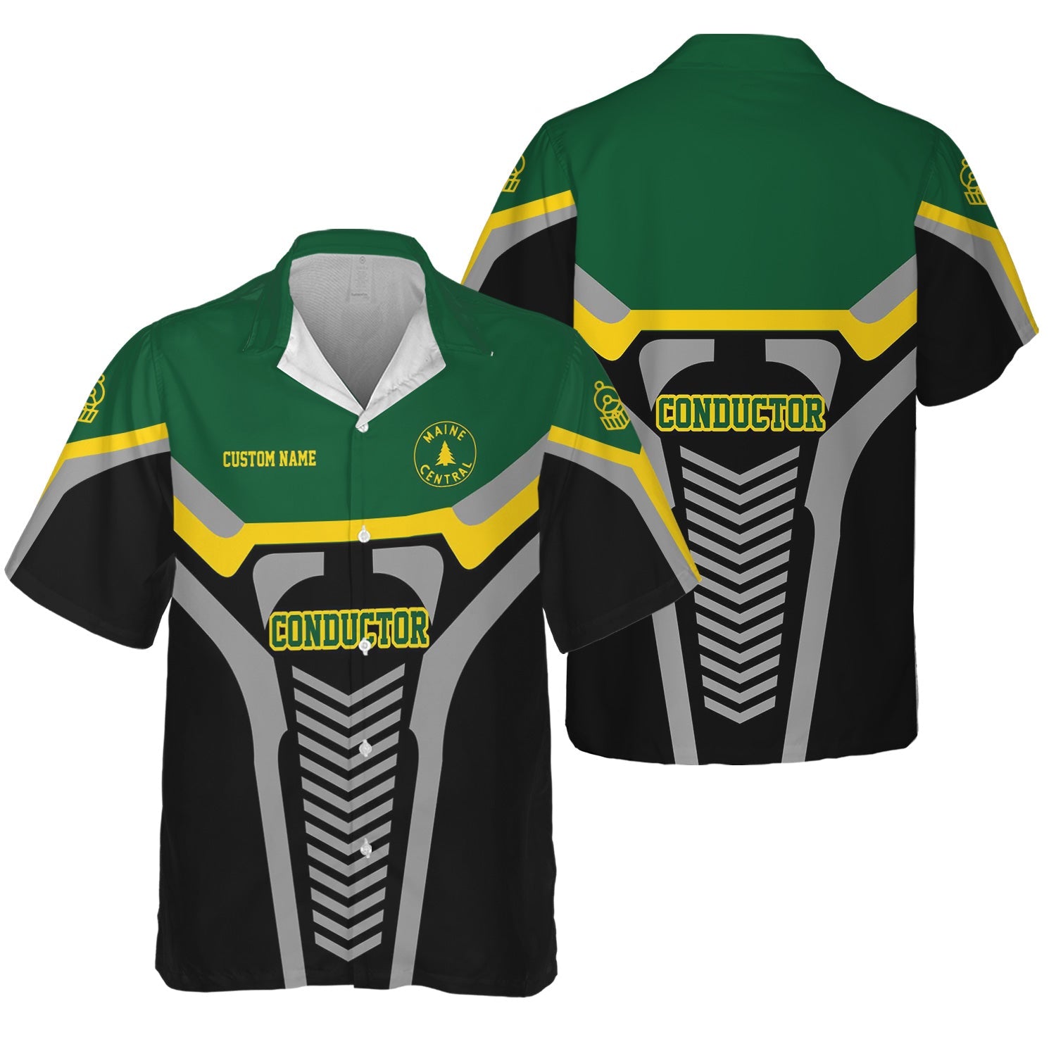 Railspirit Personalized Maine Central Railroad Hawaiian Shirt Track-Inspired with Custom Job Position Train Shirt