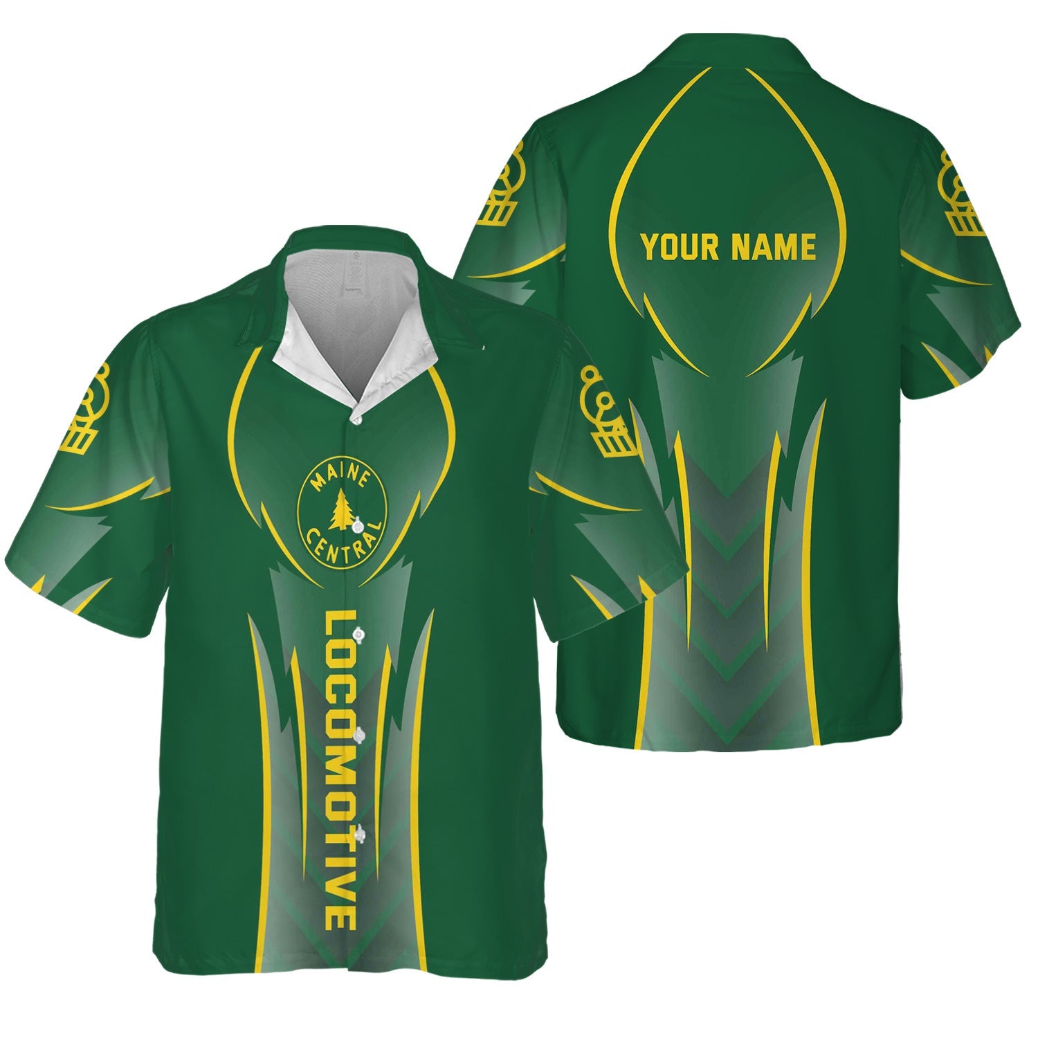 Railspirit Personalized Maine Central Railroad Hawaiian Shirt Striking Line Style Train Shirt For Locomotive Lovers