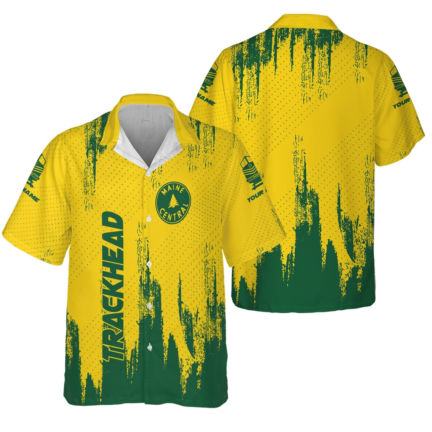 Railspirit Personalized Maine Central Railroad Hawaiian Shirt Paint Impact Design Train Shirt for Trackhead