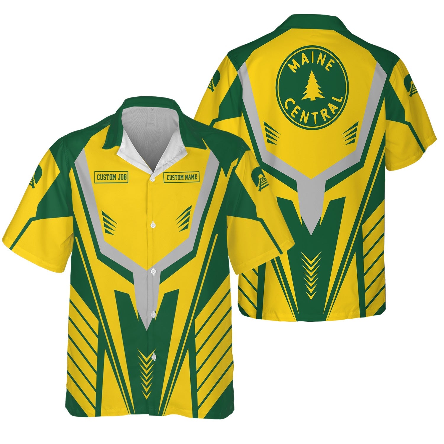 Railspirit Personalized Maine Central Railroad Hawaiian Shirt Workwear-Inspired with Custom Position Train Shirt