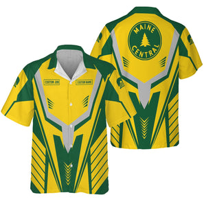 Railspirit Personalized Maine Central Railroad Hawaiian Shirt Workwear-Inspired with Custom Position Train Shirt