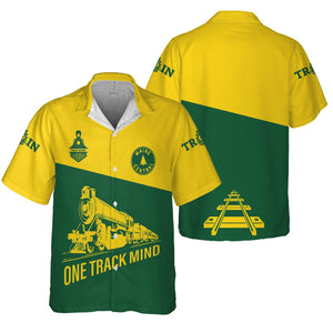 Railspirit Personalized Maine Central Railroad Hawaiian Shirt One Track Mind Unisex Train Shirt Gift Idea For Train Lover