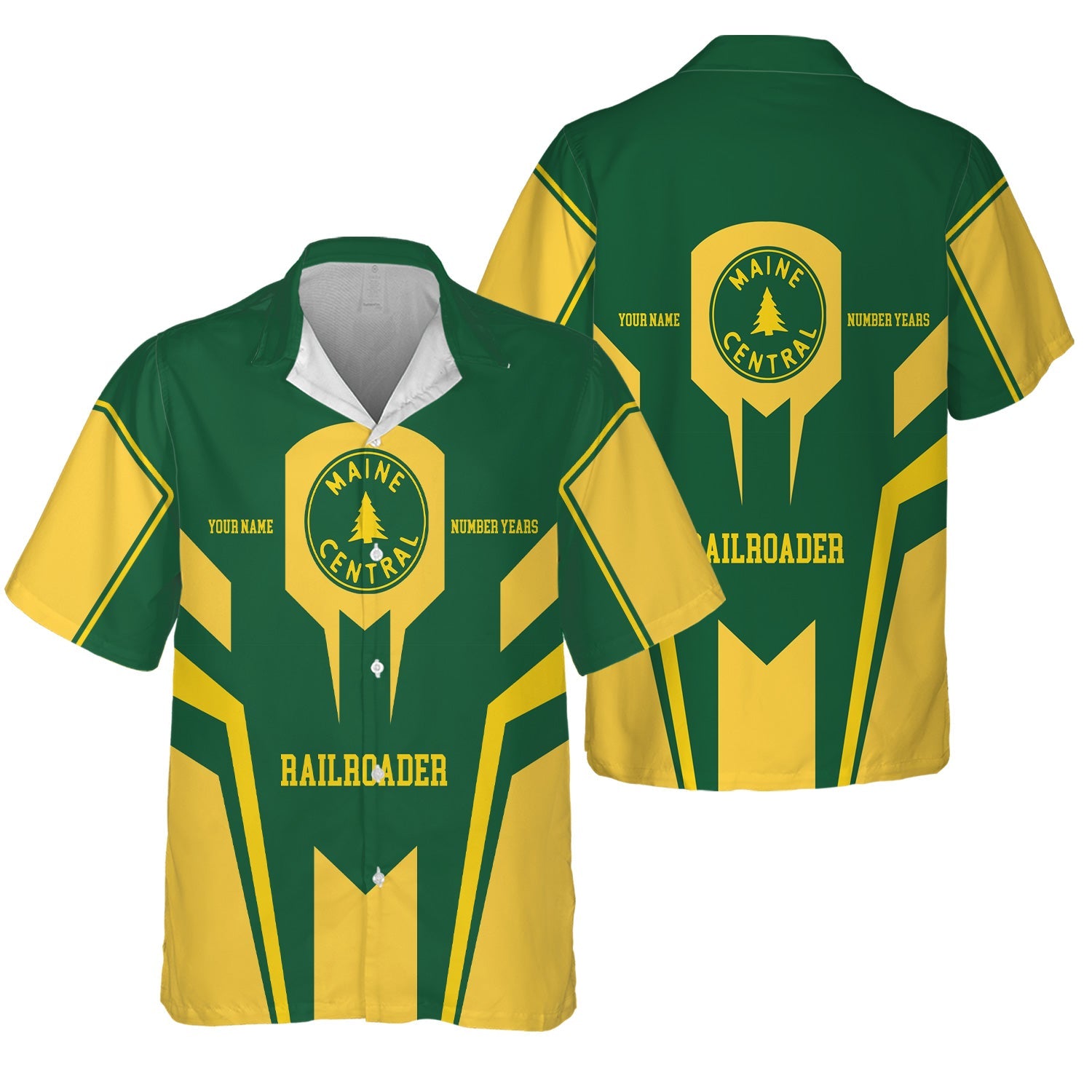 Railspirit Personalized Maine Central Railroad Hawaiian Shirt Custom Year Railroader Shirt Gift Idea For Train Lover