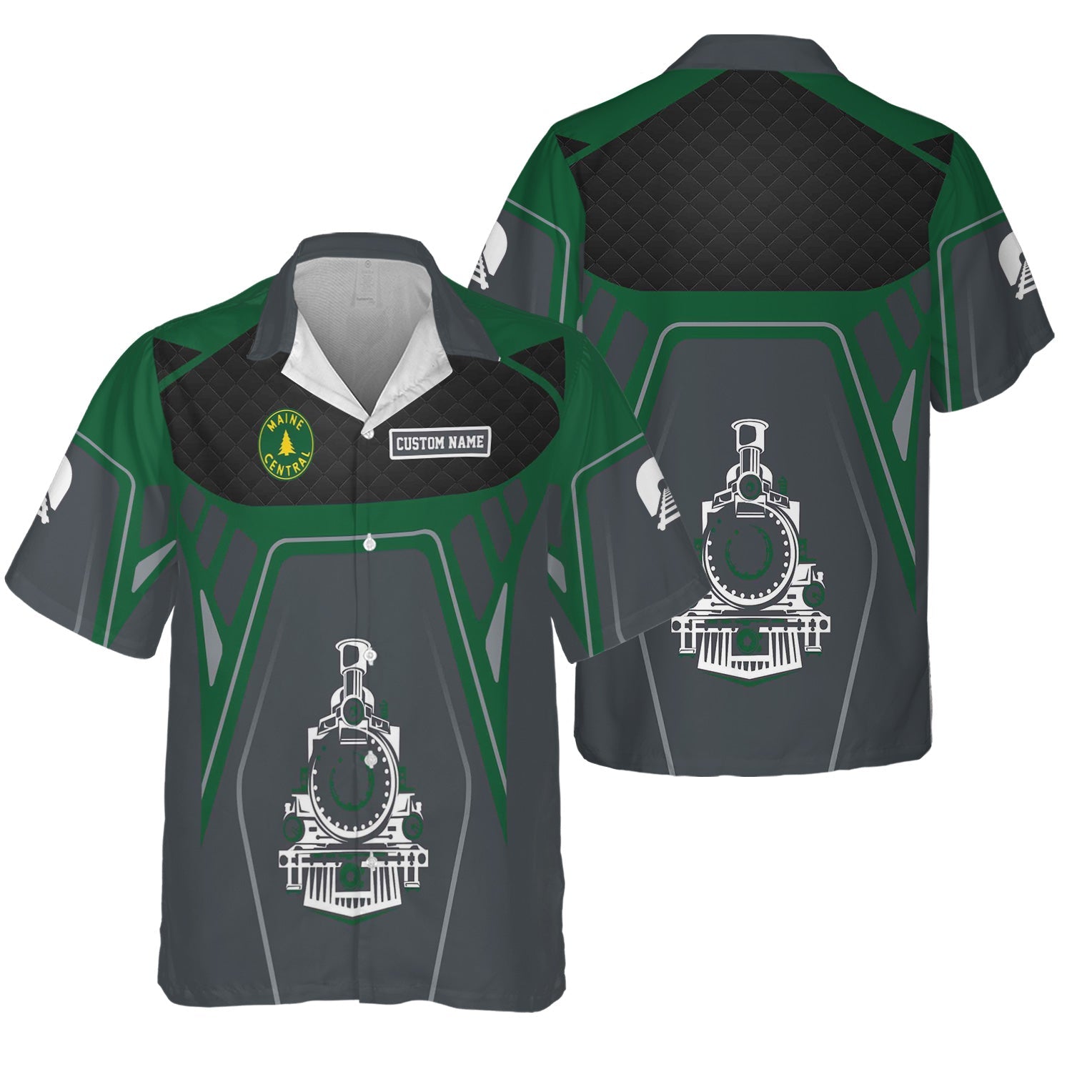 Railspirit Personalized Maine Central Railroad Hawaiian Shirt Steam Locomotive Engine Graphic Train Shirt All Over Print