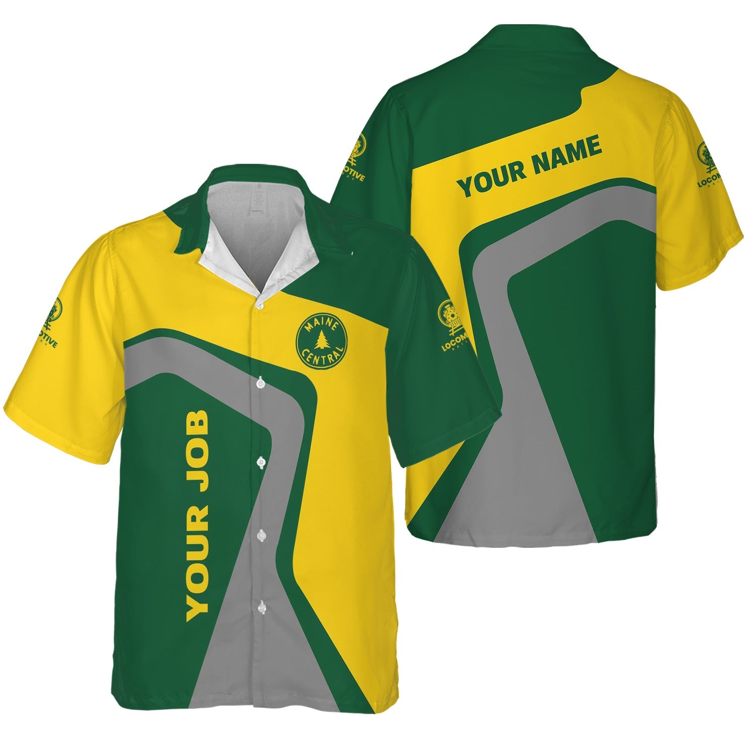 Railspirit Personalized Maine Central Railroad Hawaiian Shirt Unique Design with Custom Job Position Train Shirt