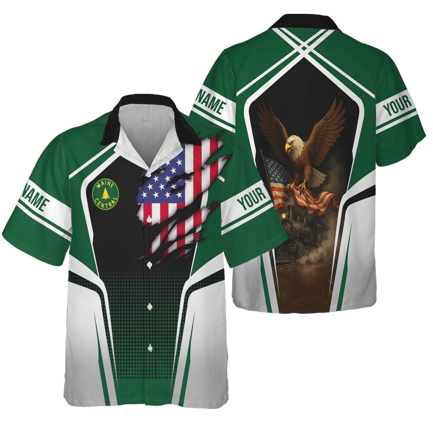 Railspirit Personalized Maine Central Railroad Hawaiian Shirt American Eagle Vintage Train Shirt