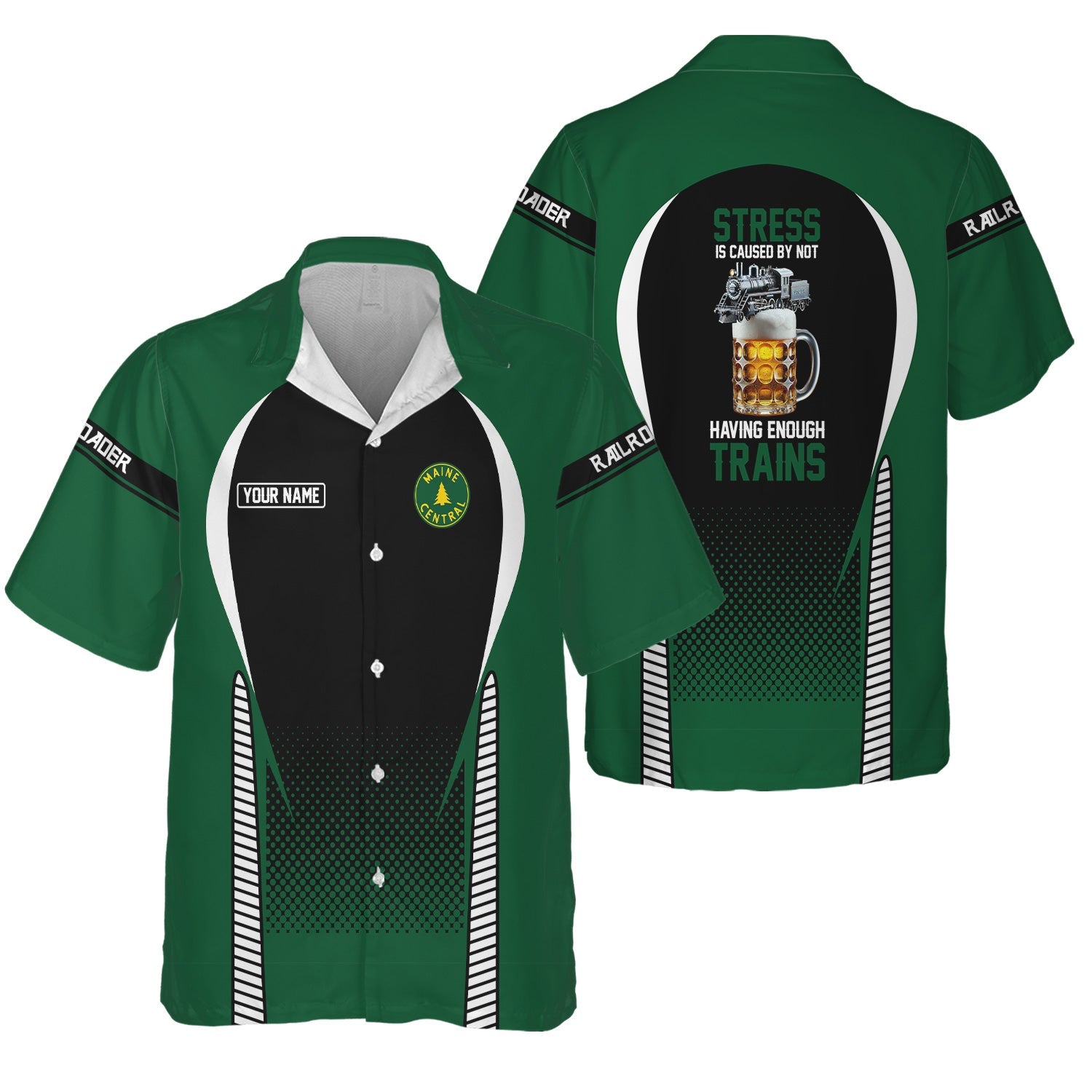 Railspirit Personalized Maine Central Railroad Hawaiian Shirt Stress Is Caused By Not Having Enough Trains Shirt All Over Print