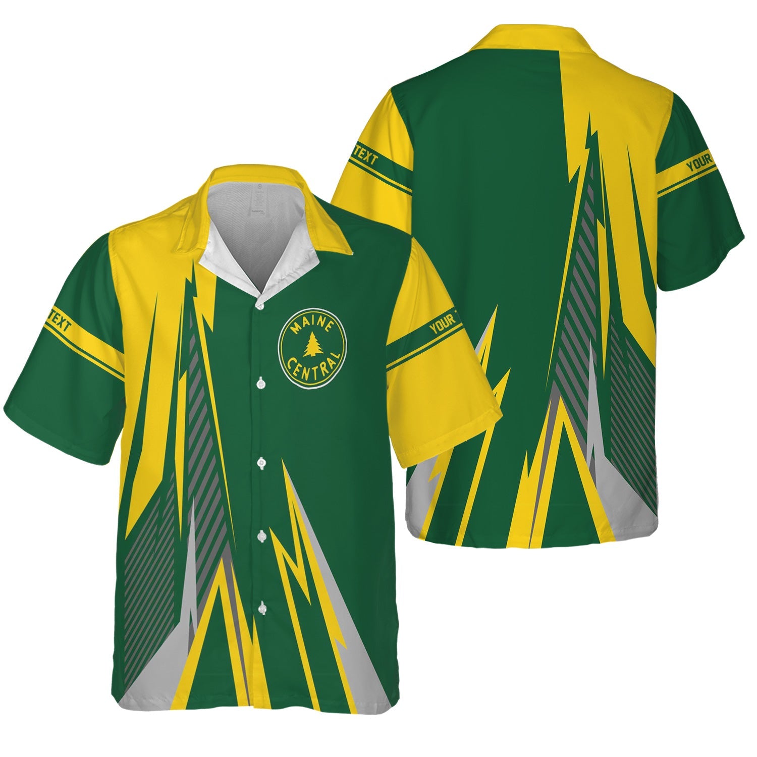 Railspirit Personalized Maine Central Railroad Hawaiian Shirt Lightning-Inspired Railway Style Shirt For Train Lovers